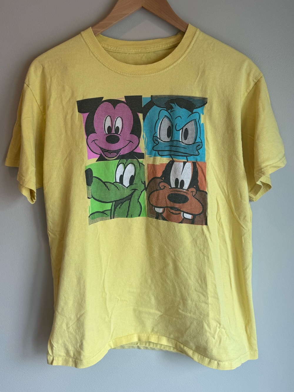 Disney Mickey Pluto Donald Goofy pop-art Squares T-SHIRT Size Large Unisex